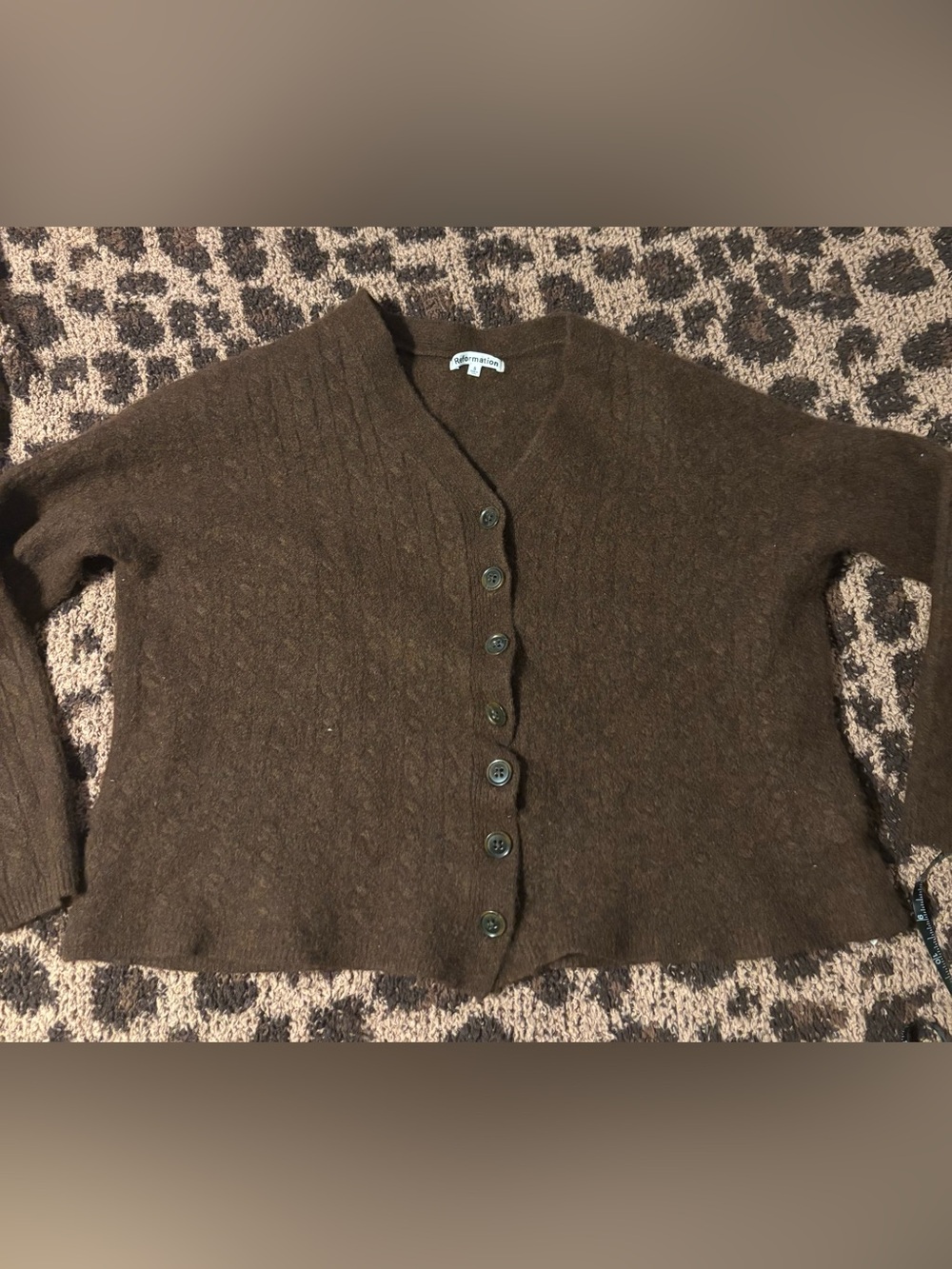 Reformation Dark Brown Cashmere Button Cardigan * see description